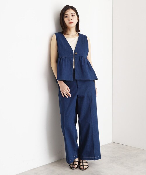 THE SHOP TK （ザ ショップ ティーケー ）の「デニムペプラムベスト【洗える/親子リンク】（ベスト・レディース・ブルー/ネイビー・13/12）」の12枚目の写真