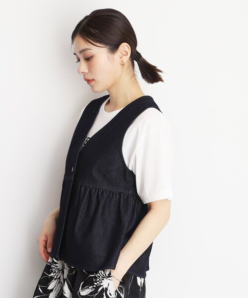THE SHOP TK （ザ ショップ ティーケー ）の「デニムペプラムベスト【洗える/親子リンク】（ベスト・レディース・ブルー/ネイビー・13/12）」の9枚目の写真