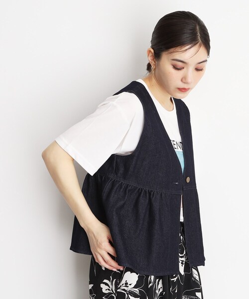THE SHOP TK （ザ ショップ ティーケー ）の「デニムペプラムベスト【洗える/親子リンク】（ベスト・レディース・ブルー/ネイビー・13/12）」の8枚目の写真