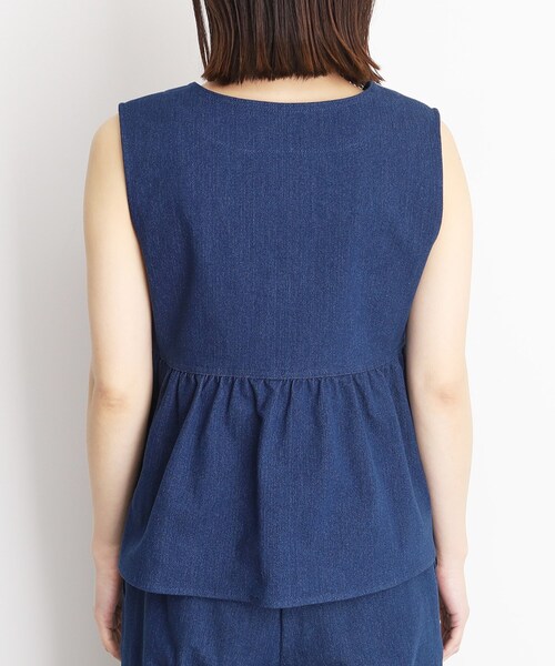 THE SHOP TK （ザ ショップ ティーケー ）の「デニムペプラムベスト【洗える/親子リンク】（ベスト・レディース・ブルー/ネイビー・13/12）」の3枚目の写真