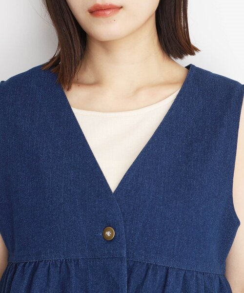 THE SHOP TK （ザ ショップ ティーケー ）の「デニムペプラムベスト【洗える/親子リンク】（ベスト・レディース・ブルー/ネイビー・13/12）」の15枚目の写真