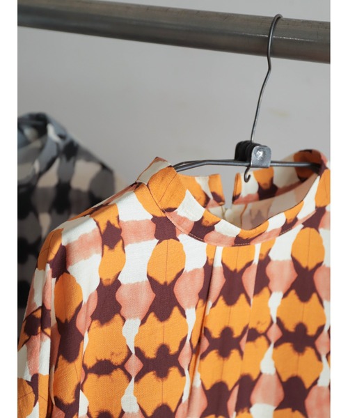 FIL DE FER（フィルデフェール）の「ブルーリーチェック　スタンドネックブラウス（シャツ/ブラウス・レディース・オレンジ/グレー・FREE）」の21枚目の写真