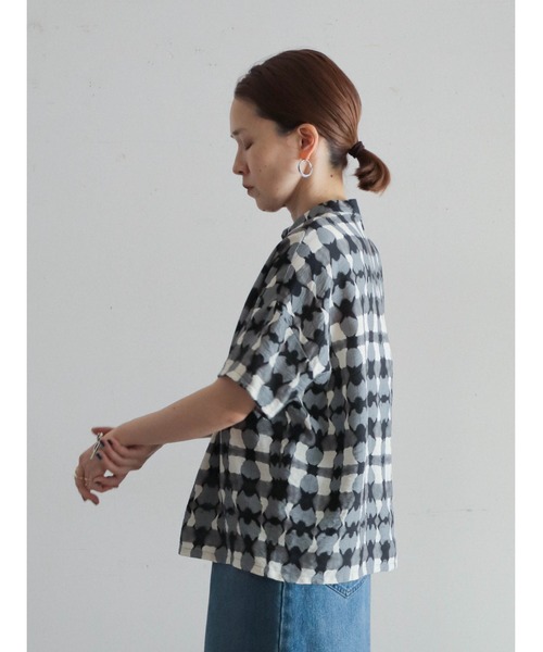 FIL DE FER（フィルデフェール）の「ブルーリーチェック　スタンドネックブラウス（シャツ/ブラウス・レディース・オレンジ/グレー・FREE）」の11枚目の写真