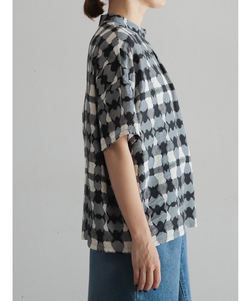 FIL DE FER（フィルデフェール）の「ブルーリーチェック　スタンドネックブラウス（シャツ/ブラウス・レディース・オレンジ/グレー・FREE）」の18枚目の写真