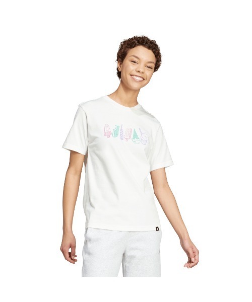 adidas(アディダス)の「アディダス adidas ラウンジ フードグラフィック 半袖Tシャツ(Tシャツ/カットソー・レディース・サックスブルー/オフホワイト・M/L/S/XL)」の6枚目の写真