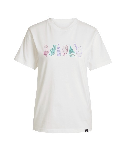 adidas(アディダス)の「アディダス adidas ラウンジ フードグラフィック 半袖Tシャツ(Tシャツ/カットソー・レディース・サックスブルー/オフホワイト・M/L/S/XL)」の7枚目の写真