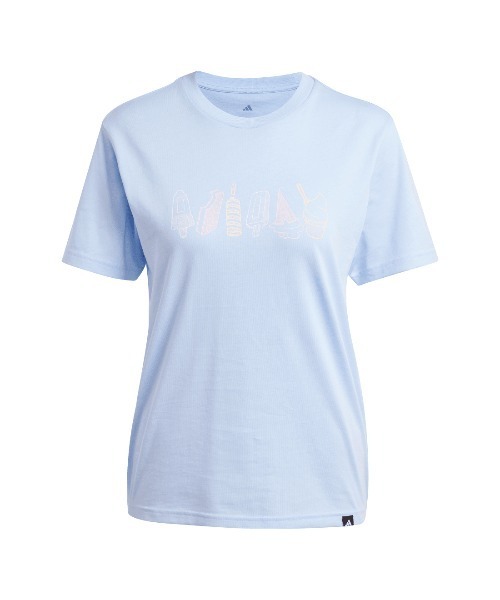 adidas(アディダス)の「アディダス adidas ラウンジ フードグラフィック 半袖Tシャツ(Tシャツ/カットソー・レディース・サックスブルー/オフホワイト・M/L/S/XL)」の12枚目の写真