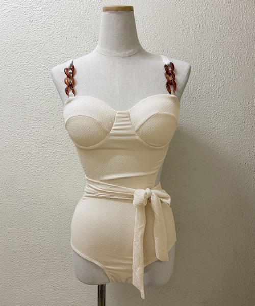 セール】水着 チェーン肩紐モノキニスイムウェア（水着
