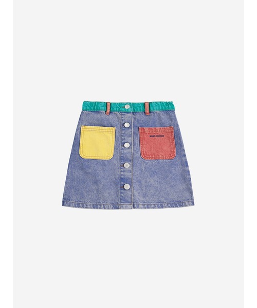Color block denim skirt