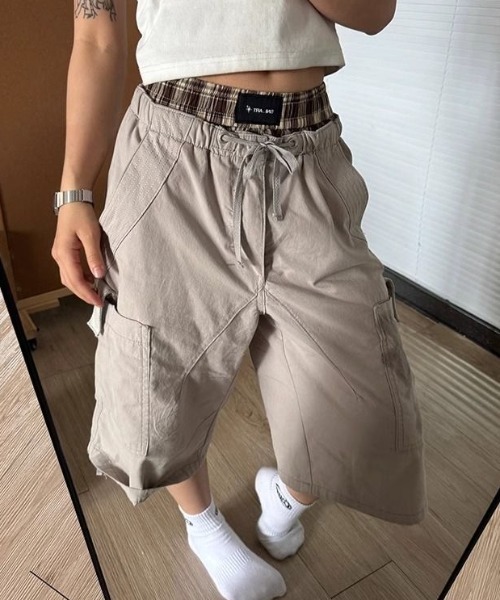 セール】チェック柄レイヤードインナーショートパンツ（その他