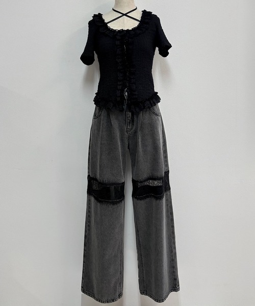 NOMAE（ノーマエ）の「レースフリルトップス（Tシャツ/カットソー・レディース・ライトブルー/ブラック/アイボリー/オフホワイト・FREE）」の19枚目の写真