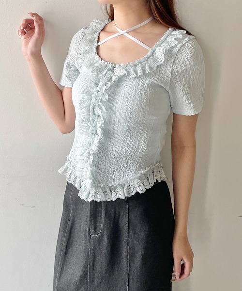 セール】レースフリルトップス（Tシャツ/カットソー）｜NOMAE