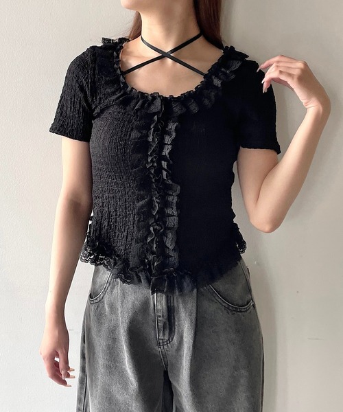 tシャツ レースフリルトップス レディース NOMAE tシャツ レースフリルトップス レディース : ZOZOTOWN