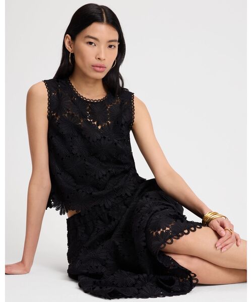 356 ケイトスペード デイジー ワンピース ノースリーブ 大きいサイズ 黒 セール】デイジー レース シェル（その他トップス）｜kate spade