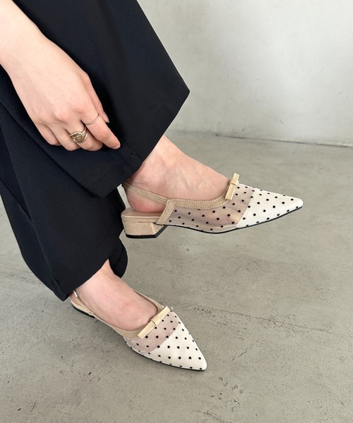 clane シアーフラットパンプス　ブラック37 CLANE（クラネ）の「CLANE/クラネ/SHEER FLAT PUMPS（パンプス