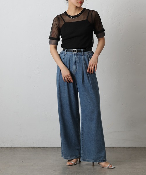 COLONY 2139(コロニートゥーワンスリーナイン)の「シアーリブニットトップス(Tシャツ/カットソー・レディース・ベージュ/グレー/ブラック・FREE)」の7枚目の写真