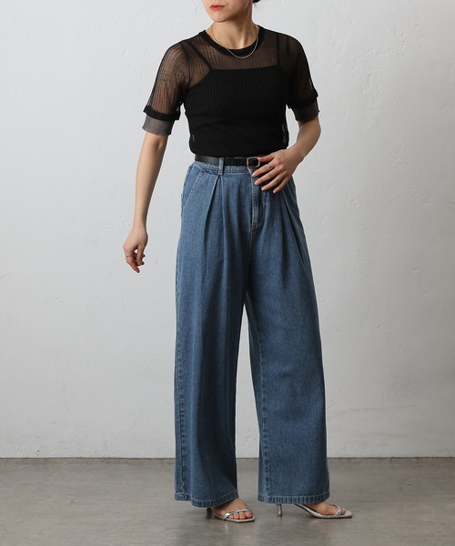 COLONY 2139(コロニートゥーワンスリーナイン)の「シアーリブニットトップス(Tシャツ/カットソー・レディース・ベージュ/グレー/ブラック・FREE)」の5枚目の写真