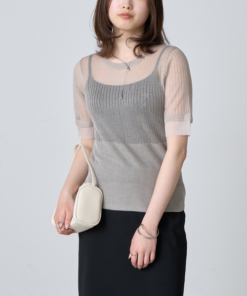 COLONY 2139(コロニートゥーワンスリーナイン)の「シアーリブニットトップス(Tシャツ/カットソー・レディース・ベージュ/グレー/ブラック・FREE)」の16枚目の写真