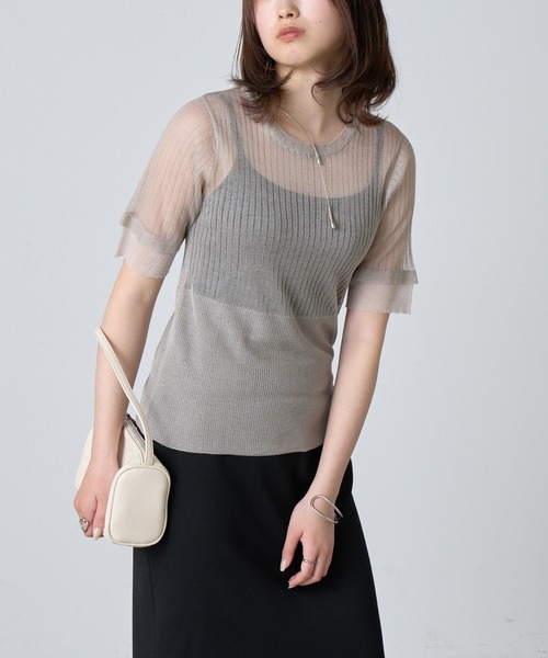COLONY 2139(コロニートゥーワンスリーナイン)の「シアーリブニットトップス(Tシャツ/カットソー・レディース・ベージュ/グレー/ブラック・FREE)」の17枚目の写真
