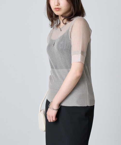 COLONY 2139(コロニートゥーワンスリーナイン)の「シアーリブニットトップス(Tシャツ/カットソー・レディース・ベージュ/グレー/ブラック・FREE)」の19枚目の写真