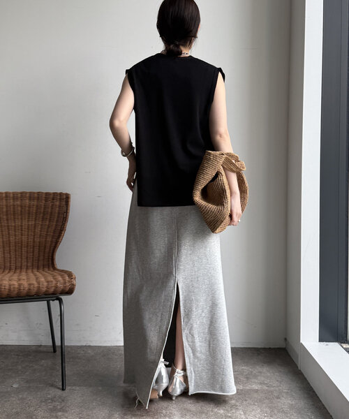 DouDou（ドゥドゥ）の「【WEB限定】スウェット切替デニムスカート（スカート・レディース・グレー・FREE）」の6枚目の写真