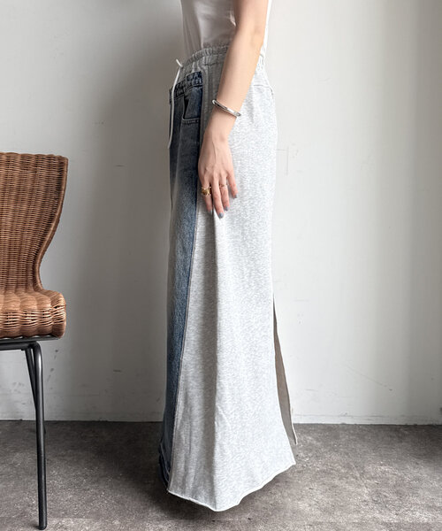 DouDou（ドゥドゥ）の「【WEB限定】スウェット切替デニムスカート（スカート・レディース・グレー・FREE）」の12枚目の写真