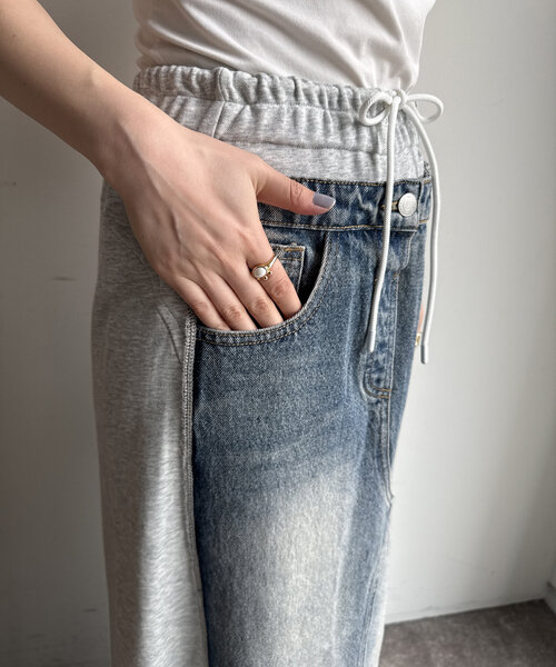 DouDou（ドゥドゥ）の「【WEB限定】スウェット切替デニムスカート（スカート・レディース・グレー・FREE）」の18枚目の写真