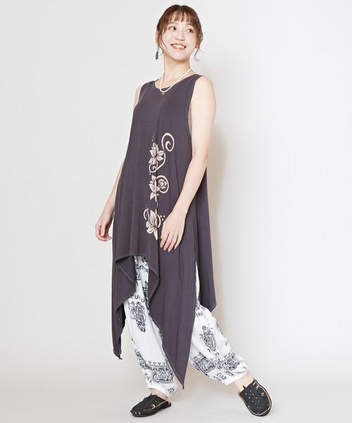 タンクトップ ノースリーブ 「チャイハネ」シファーロングタンクトップ レディース チャイハネ】シファーロングタンクトップ（タンクトップ
