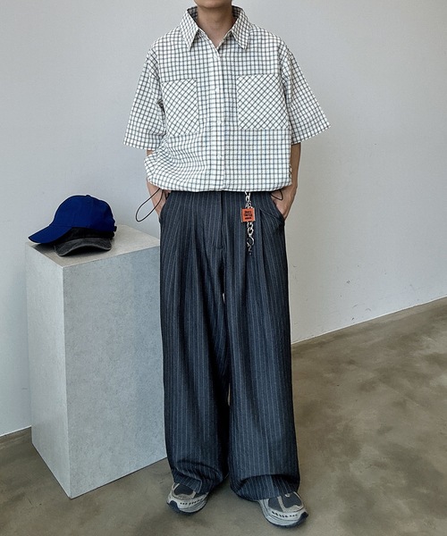 UNDERSTATEMENTs(アンダーステイトメント)の「【ユニセックス】シアサッカーチェックシャツ(シャツ/ブラウス・メンズ・ブラック/ホワイト/ネイビー・LARGE/MEDIUM)」の11枚目の写真