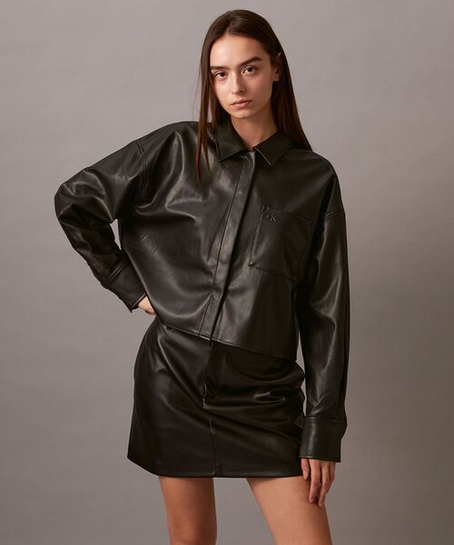 FAITCONNEXION レザーシャツ XS セール】フェイクレザー クロップド