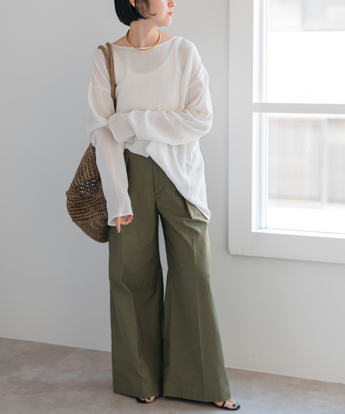 Spick & Span(スピックアンドスパン)の「コットンクレープルーズプルオーバー(シャツ/ブラウス・レディース・ブラック/ホワイト系その他/ベージュ・FREE)」の4枚目の写真