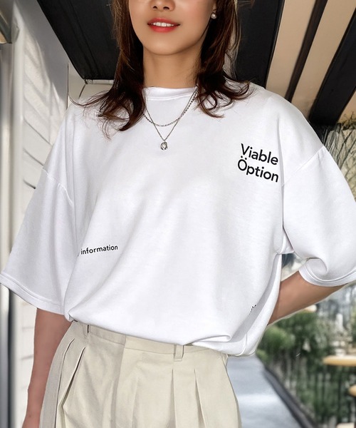 Candlestick(キャンドルスティック)の「肌ざわり美人 とろみ オーガンジープリント リラクシング ハーフスリーブ Tシャツ 韓国ファッション 接触冷感(Tシャツ/カットソー・レディース・ホワイト系1/ホワイト系2/ブラック系2/ベージュ系1/ブラック系1/ベージュ系2・M/L)」の3枚目の写真
