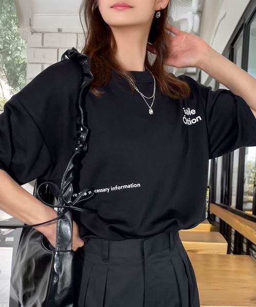 Candlestick(キャンドルスティック)の「肌ざわり美人 とろみ オーガンジープリント リラクシング ハーフスリーブ Tシャツ 韓国ファッション 接触冷感(Tシャツ/カットソー・レディース・ホワイト系1/ホワイト系2/ブラック系2/ベージュ系1/ブラック系1/ベージュ系2・M/L)」の1枚目の写真