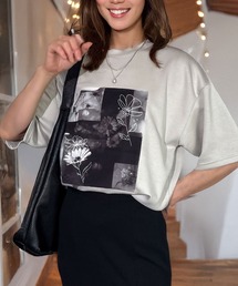 Candlestick（キャンドルスティック）の「肌ざわり美人 とろみ オーガンジープリント リラクシング ハーフスリーブ Tシャツ 韓国ファッション 接触冷感（Tシャツ/カットソー）」