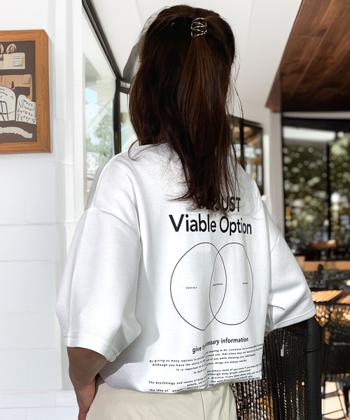 Candlestick(キャンドルスティック)の「肌ざわり美人 とろみ オーガンジープリント リラクシング ハーフスリーブ Tシャツ 韓国ファッション 接触冷感(Tシャツ/カットソー・レディース・ホワイト系1/ホワイト系2/ブラック系2/ベージュ系1/ブラック系1/ベージュ系2・M/L)」の8枚目の写真