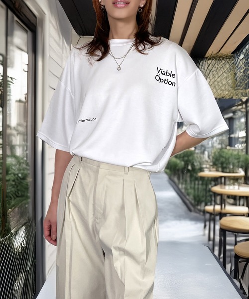 Candlestick(キャンドルスティック)の「肌ざわり美人 とろみ オーガンジープリント リラクシング ハーフスリーブ Tシャツ 韓国ファッション 接触冷感(Tシャツ/カットソー・レディース・ホワイト系1/ホワイト系2/ブラック系2/ベージュ系1/ブラック系1/ベージュ系2・M/L)」の13枚目の写真