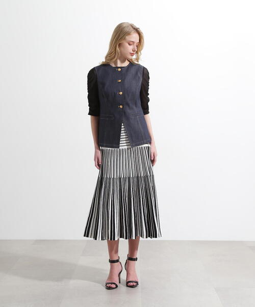 セール】バイカラーストライプフレアーニットスカート（スカート