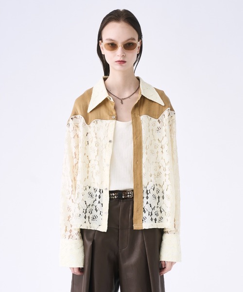 seyto サイズ1 / ウエスタンシャツレースシャツ Western lace short shirt / ウエスタンシャツレースシャツ