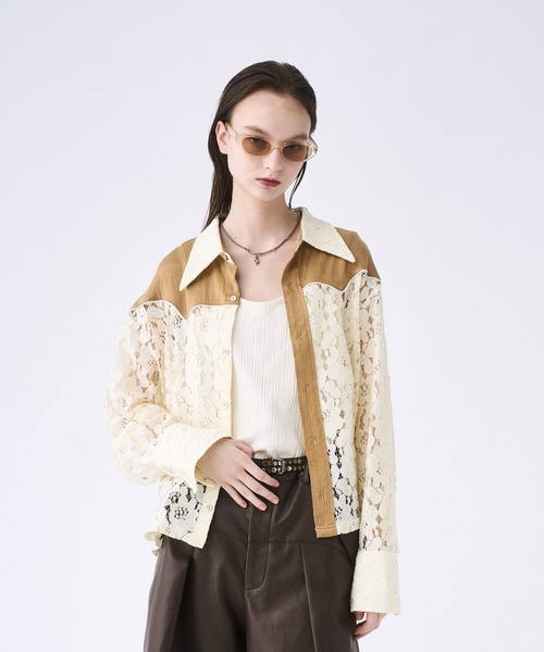 seyto サイズ1 / ウエスタンシャツレースシャツ Western lace short shirt / ウエスタンシャツレースシャツ