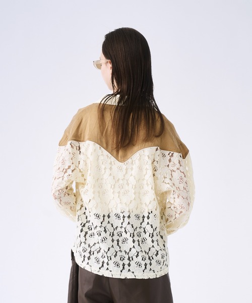 seyto サイズ3 / ウエスタンシャツレースシャツ Western lace short shirt / ウエスタンシャツレースシャツ