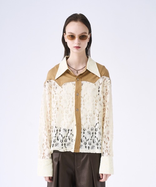 seyto サイズ1 / ウエスタンシャツレースシャツ Western lace short shirt / ウエスタンシャツレースシャツ