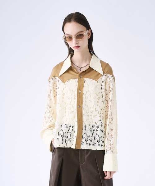 ウエスタンシャツ Y'2 Leather Steer Oil Western Shirt - Camel (SS-13