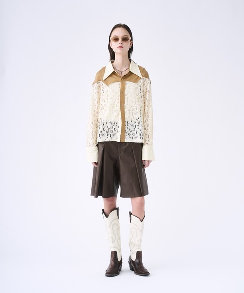 セール】Western lace short shirt / ウエスタンシャツレース