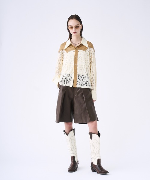 seyto サイズ1 / ウエスタンシャツレースシャツ Western lace short shirt / ウエスタンシャツレースシャツ