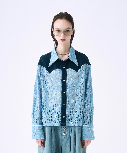 seyto サイズ1 / ウエスタンシャツレースシャツ Western lace short shirt / ウエスタンシャツレースシャツ