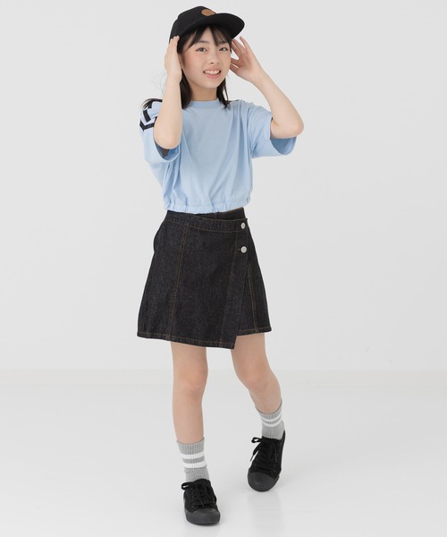 chil2（チルツー）の「デニムスカートパンツ（デニムスカート・キッズ・グレー/ブルー/ブラック/サックスブルー・120cm/130cm/140cm）」の7枚目の写真