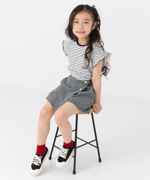 chil2（チルツー）の「デニムスカートパンツ（デニムスカート・キッズ・グレー/ブルー/ブラック/サックスブルー・120cm/130cm/140cm）」の16枚目の写真