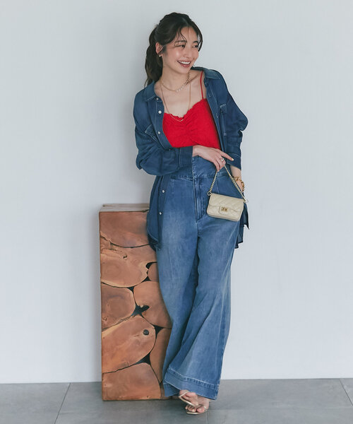 La boutique BonBon（ラブティックボンボン）の「【主役級キャミ】カップ付きシャーリングキャミ（キャミソール・レディース・ブラック/レッド/オフホワイト/サックスブルー・FREE/PS）」の18枚目の写真