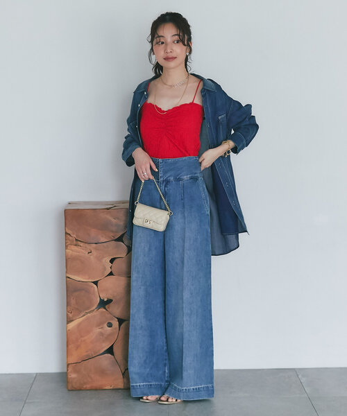 La boutique BonBon（ラブティックボンボン）の「【主役級キャミ】カップ付きシャーリングキャミ（キャミソール・レディース・ブラック/レッド/オフホワイト/サックスブルー・FREE/PS）」の17枚目の写真