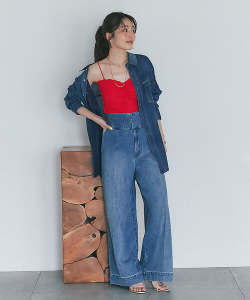 La boutique BonBon（ラブティックボンボン）の「【主役級キャミ】カップ付きシャーリングキャミ（キャミソール・レディース・ブラック/レッド/オフホワイト/サックスブルー・FREE/PS）」の15枚目の写真